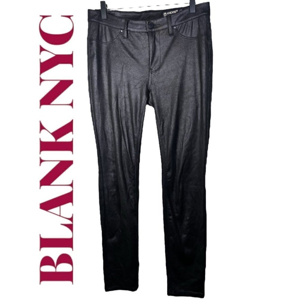 BLANK NYC Spray On Black Metallic Super Skinny Stretchy Ankle Pants, Size 27 - Picture 14 of 15
